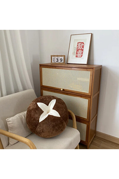 Choice وسادة سميكة من القهوة مقاس 45×45 سم مع وسادة دائرية على شكل طماطم وفطر وخضار وبرسيمون