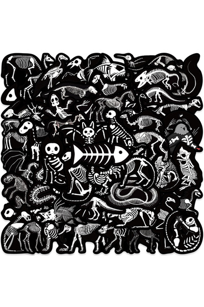 Choice ملصقات متعددة الألوان، 50 قطعة، ملصقات مضحكة لصدمات كهربائية على شكل جمجمة وهيكل عظمي، ملصقات DIY، سكرابوكينغ، هاتف