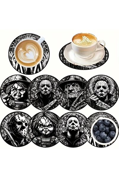 Choice BD151 8 sets of artistic character pattern painted wooden anti-slip co...