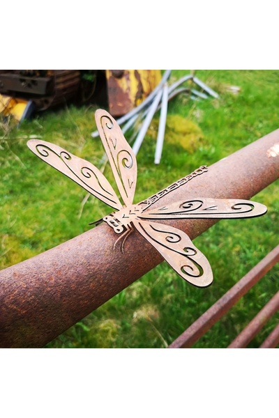 Choice تمثال حديقة أنيق من المعدن الصدئ Ty-Xsqt-100 على شكل يعسوب، منحوتة خار...