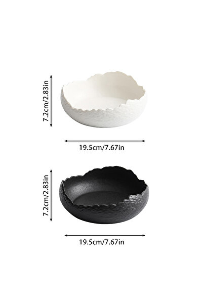 Choice 7.5inch black 1Pc Irregular Ceramic Deep Plate Salad Plate Frosted Cold Dish Plate Fruit Salad Bowl