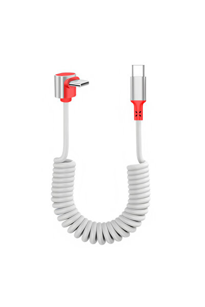 Choice كابل بيانات USB-C قابل للسحب بطول 1.5 متر باللون الأبيض: يدعم الشحن ال...