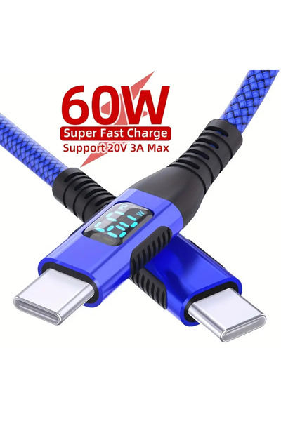 Choice كابل بيانات شحن سريع 2 متر 1 قطعة أزرق 1 متر 2 متر 3 متر من النوع C إل...