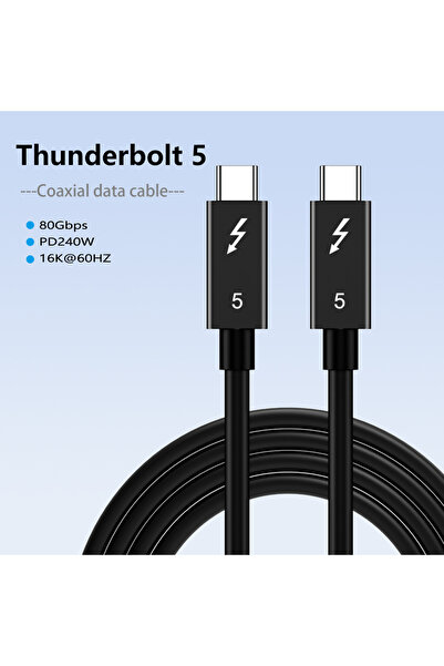 Choice كابل Thunderbolt 5 محوري أسود بطول 0.3 متر، من النوع C إلى USB 4 بسرعة...