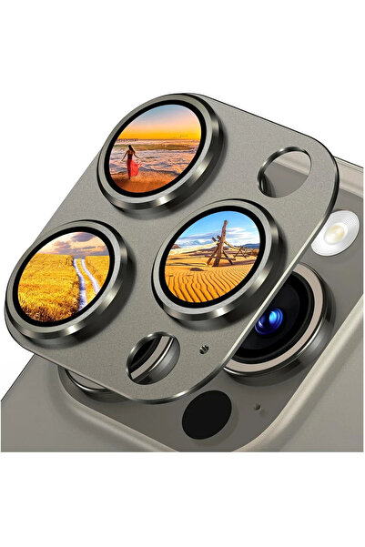 Choice واقي عدسة الكاميرا المعدني الرمادي الطبيعي لهاتف iPhone 15Pro Max من التيتانيوم الرمادي لهاتف IPhone 15 16Pro Max