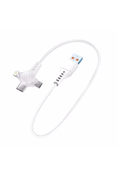 Choice كابل USB C مستقيم أبيض بطول 1.5 متر بقوة 120 وات 3 في 1، كابل بيانات س...