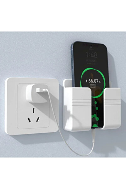 Choice WHITE Wall Mount Phone Holder White Punch Free Wall Mobile Phones Charging Stand Lazy Sticky Remote