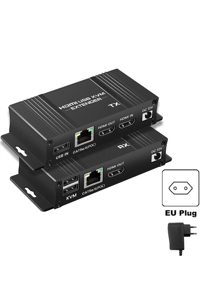 Choice موسع HDMI KVM بمقبس الاتحاد الأوروبي بطول 60 مترًا عبر إيثرنت Cat5e/6 ...