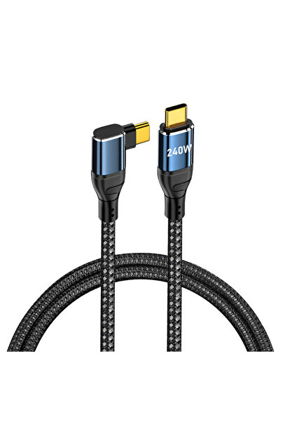 Choice كابل USB من النوع C إلى C بقدرة 240 وات بطول 2 متر بزاوية 90 درجة وشحن...