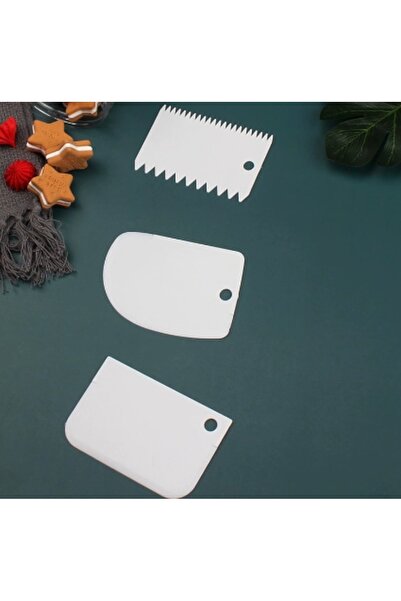 Choice مجموعة مكشطة الكيك البيضاء المكونة من 3 قطع، أداة تنعيم تزيين الكيك، م...