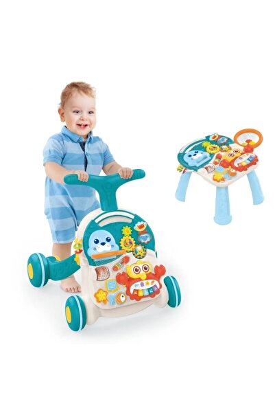 OEM 2-in-1 multifunctional baby walker with basket, Blue