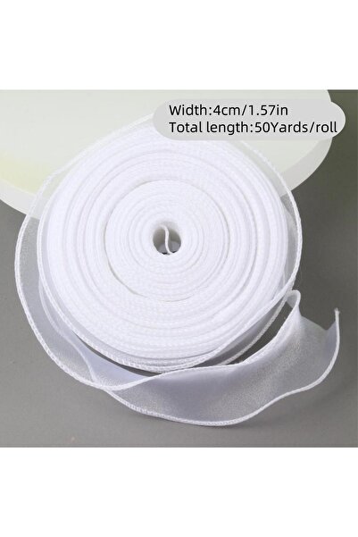 Choice شريط حرير شيفون أبيض 4 سم، 50 ياردة، 10/50 ياردة، أورجانزا ساتان، لتزي...