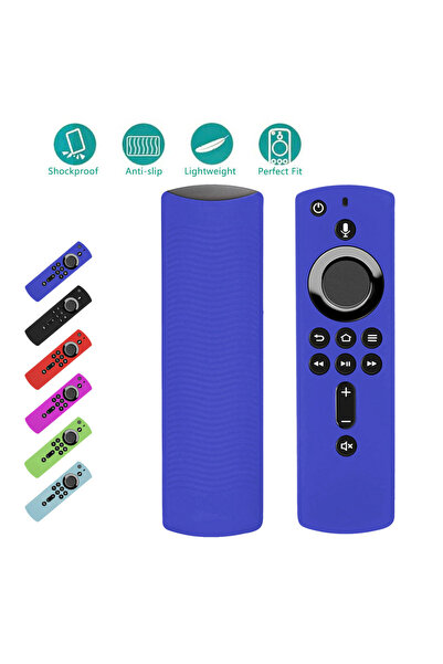 Choice جراب سيليكون أزرق واقٍ مناسب لجهاز التحكم عن بعد Alexa Fire TV Stick غ...