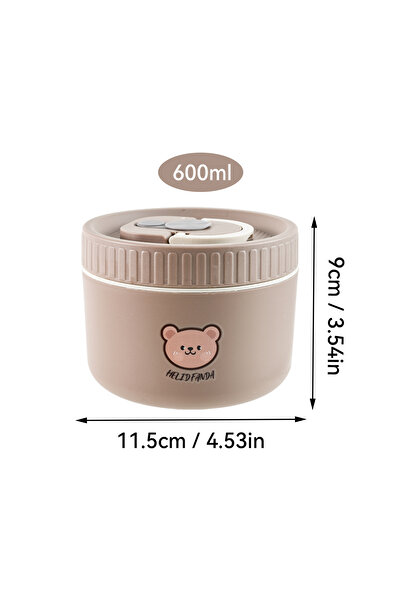 WORTHBUY Brown 600ml Portable Cute Bear 304 Stainless Steel Insulated Bento Lunch Box Microwave Seal