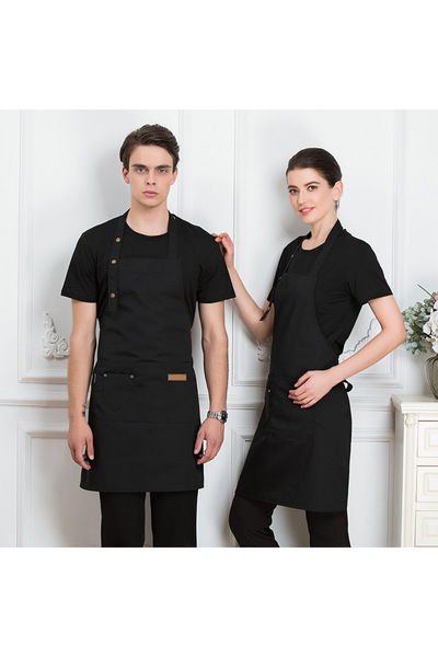 Choice مآزر مطبخ سوداء بشعار علامة تجارية مخصصة للنساء والرجال والطهاة والعمل والشواء والمطاعم والمقاهي