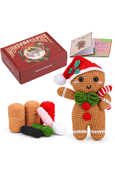 Choice4 طقم حياكة عيد الميلاد من بودور، النوع 5، مع خيوط قطن وإبر حياكة للمبت...