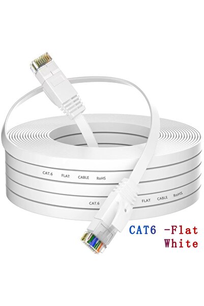 Choice كابل إيثرنت Cat 6 أبيض بطول 30 مترًا، كابل شبكة LAN، إنترنت، كابل شبكة - يدعم معيار شبكة Cat 6