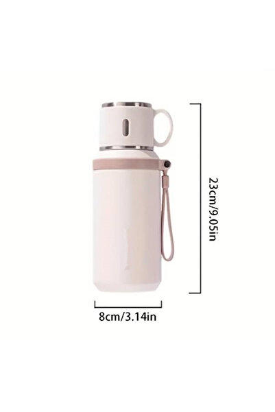 Choice كوب قهوة أبيض من الفولاذ المقاوم للصدأ سعة 600 مل، كوب حراري للسفر، زج...