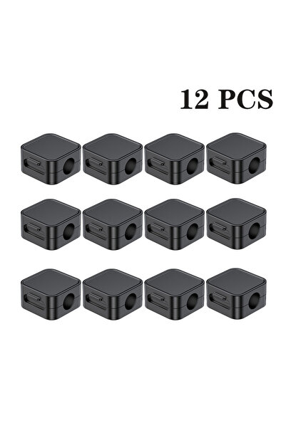 Choice منظم كابلات مغناطيسي من روكورين، 12 قطعة، أسود، حامل سلك قابل للتعديل، مغناطيسي لسطح المكتب