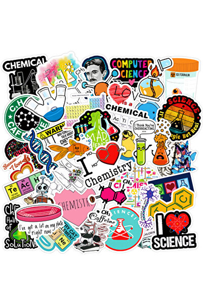 Choice مجموعة ملصقات مختبرات العلوم، 50 قطعة، ملصقات تجارب الفيزياء والكيمياء والأحياء للهيدروجين