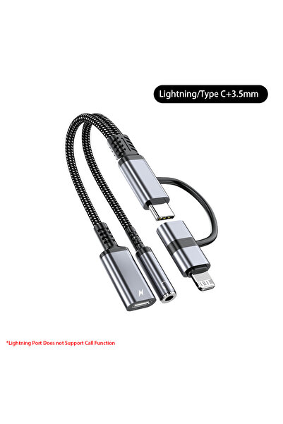 Choice سماعة رأس 2 في 1 من النوع C مقاس 3.5 مم من Lightning/USB من النوع C إلى مقبس 3.5 مم مع محول صوت Aux للشحن