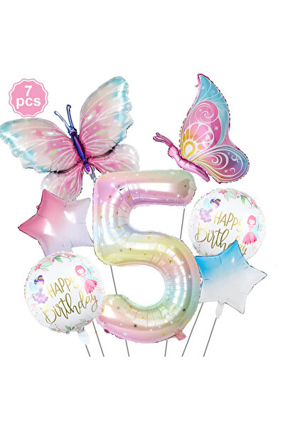 Choice 5-5 7pcs Butterfly Balloon Set 40inch Gradient Colorful Number 1-9 Foi...