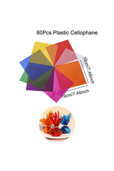 Choice 19x19 سم 19x19 سم 80 قطعة من ورق التغليف الشفاف الملون، أوراق تغليف ال...