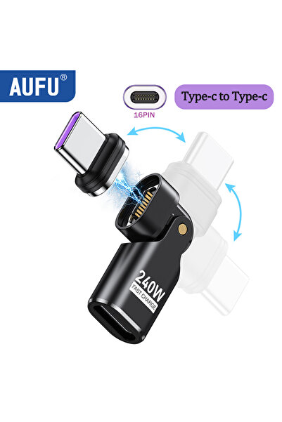 Choice محول AUFU 240W Type C بمنفذ 16 سنًا من النوع C، كابل شحن سريع USB-C إل...