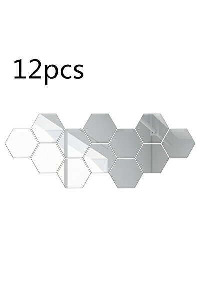 Choice 8X7cm 016a 12PCS/Lot Geometric Solid Hexagonal Mirror Wall Stickers DIY With Built-in Adhesive and R