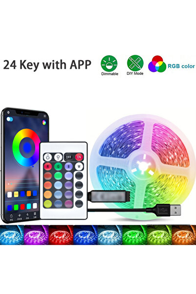 Choice شريط إضاءة LED RGB بطول 5 أمتار مع تحكم عبر تطبيق الهاتف (24 مفتاحًا) ...