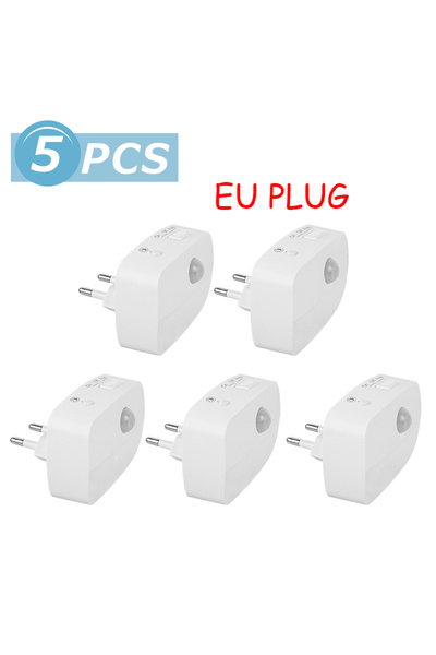 Choice قابس الاتحاد الأوروبي 5 قطع مصباح ليلي LED صغير مزود بمستشعر حركة PIR ...