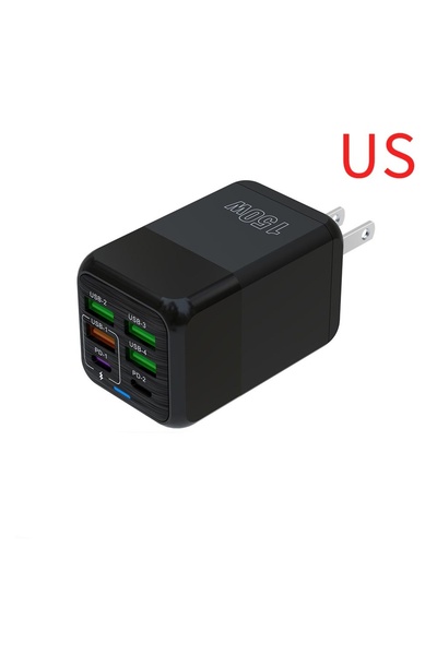 Choice US Black 150W 6 Ports USB Charger PD Fast Charging Charger Wall Adapte...