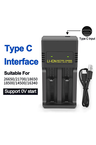 Choice شاحن بطاريات ليثيوم أيون قابل لإعادة الشحن مزود بفتحتين ونصف فتحة لبطاريات 18650 بجهد 3.7 فولت إلى 4.2 فولت