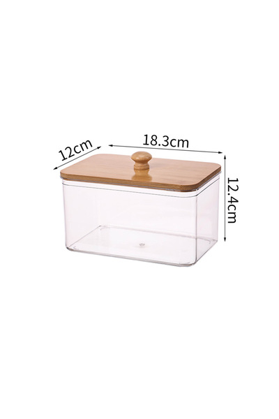 Choice M Laundry Powder Storage Box with Bamboo Lid, Cotton Swab Holder for Living Room Coffee Table Organ.