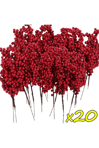 Choice 20PCS Christmas Artificial Red Berries Branch Fake Plants Flowers Holl...