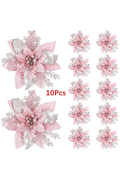 Choice 10 قطع وردية 3/5/10 قطع زهور صناعية لامعة وردية 14 سم زهور وهمية زينة ...