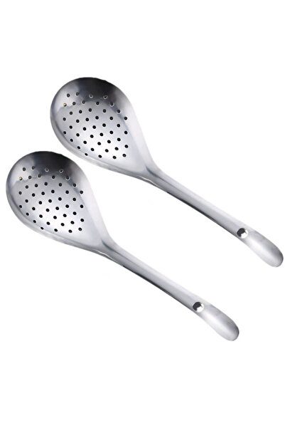 Choice L-2pcs 2 قطعة مصفاة من الفولاذ المقاوم للصدأ ملعقة مقشدة ملعقة مشقوقة مصفاة فلفل مصفاة مطبخ Sp