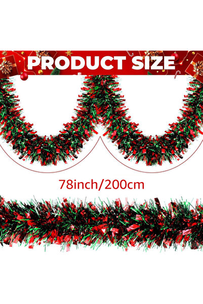 Choice زينة متعددة لعيد الميلاد، سيقان خضراء لامعة من Xams، ديكور إكليل ملتوي...