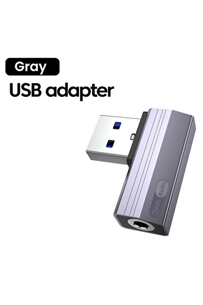 Choice محول صوت USB-3.5MM Type C رمادي اللون، محول تحكم سلكي عالمي لسماعات ال...