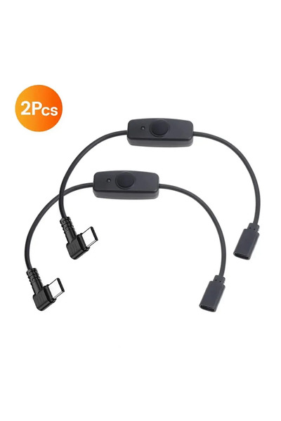 Choice كابل تمديد USB-C قصير بطول 35 سم، قطعتان، مزود بمفتاح تشغيل وإيقاف، كا...