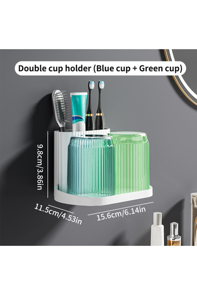 Choice مجموعة واحدة من حامل فرشاة الأسنان المثبت على الحائط مع كوب غسول الفم،...