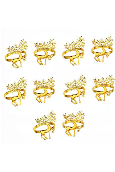 Choice مجموعة حلقات مناديل معدنية ذهبية اللون مكونة من 10 قطع و6/10 قطع على ش...