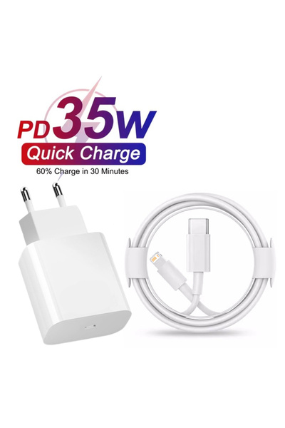 Choice كابل شاحن الاتحاد الأوروبي بطول 2 متر وكابل شاحن سريع 35 وات بتقنية PD لهاتف iPhone 13 Pro 14 Plus 11 12 mini X XR XS