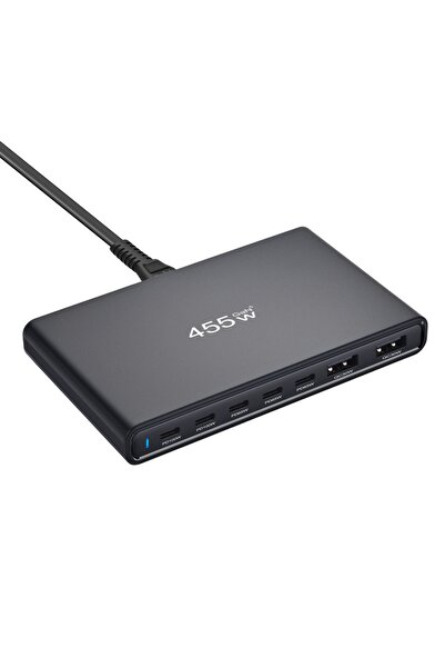 Choice شاحن سطح مكتب GaN فائق النحافة أسود اللون من الاتحاد الأوروبي بقوة 455...