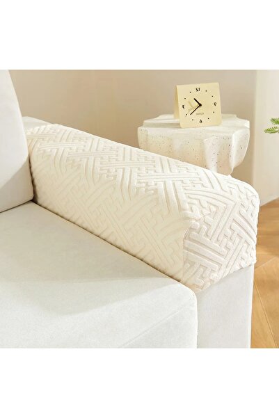 Choice 76 سم × 25 سم أبيض، قطعتان من قماش الجاكار المرن المرن، واقي ذراع الأر...