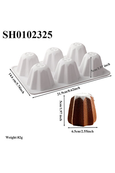 Choice SH0102325 6-Cell 8-Corner Pandolo Shaped Silicone Cake Mold Christmas Dessert Making Tool Mousse Cak
