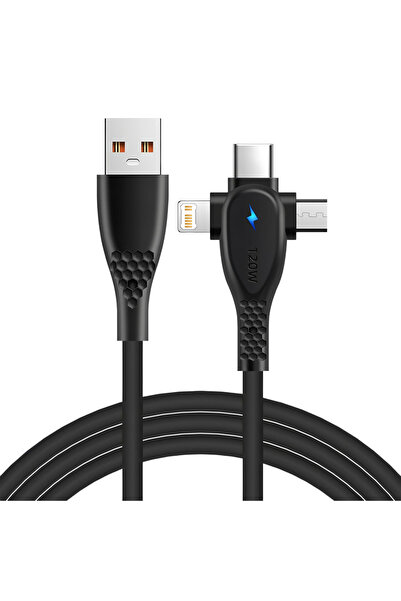 Choice كابل شحن USB 3 في 1 أسود 240 وات، كابل شحن سريع من النوع C Micro IOS م...