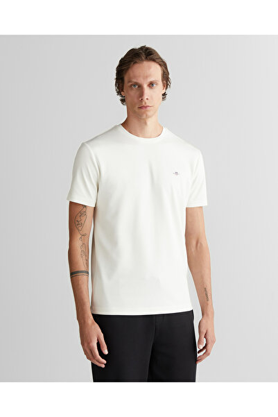 Gant Erkek Beyaz Regular Fit Bisiklet Yaka T-Shirt