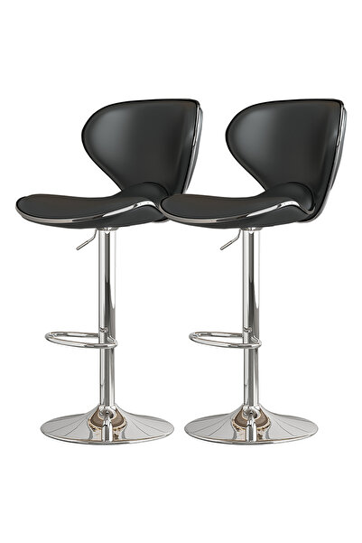 sharpdo 2-Piece Bar Stool Set, Nappa Leather High Back Bar Stool, Comfortable Adjustable High Bar Stool