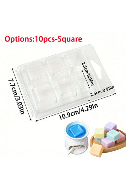 choice2 10 قطع من قوالب الشمع المربعة - 10 قطع من 6 تجاويف دائرية شفافة فارغة...